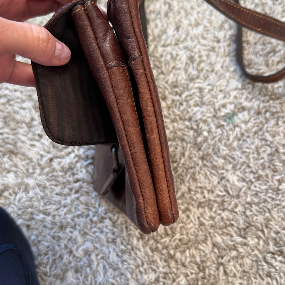 Jack Georges Leather Brown Crossbody Purse with RFID Protection - Picture 4 of 13